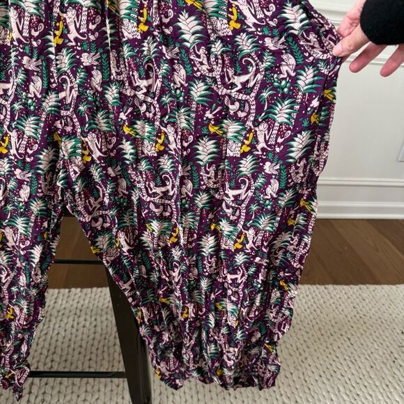 We Be Bop Purple Monkey Print Overalls Romper OSFM - Picture 4 of 8